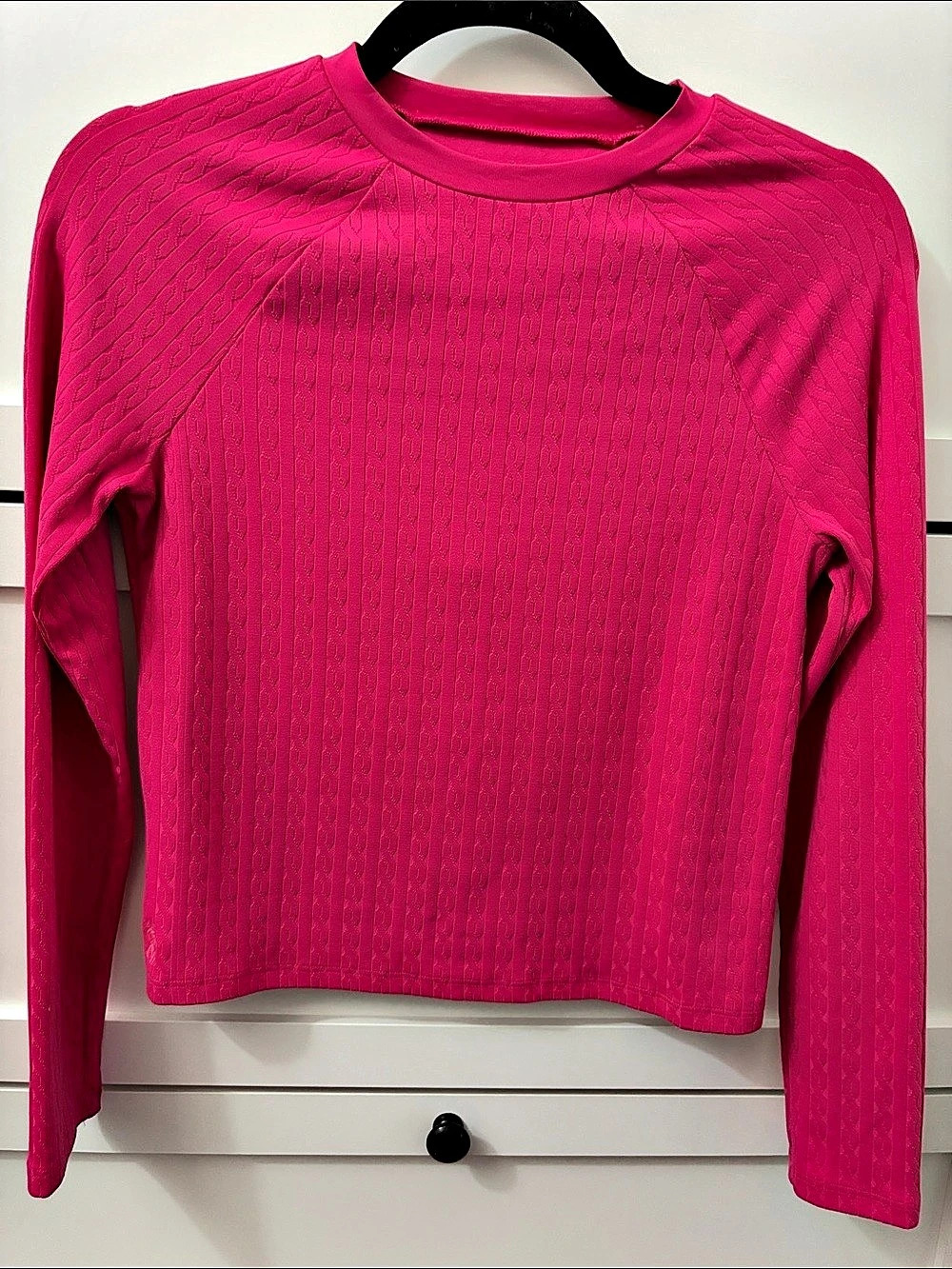 Polo Ralph Lauren Girls Cable-Knit Long-Sleeve Tee Pink Large